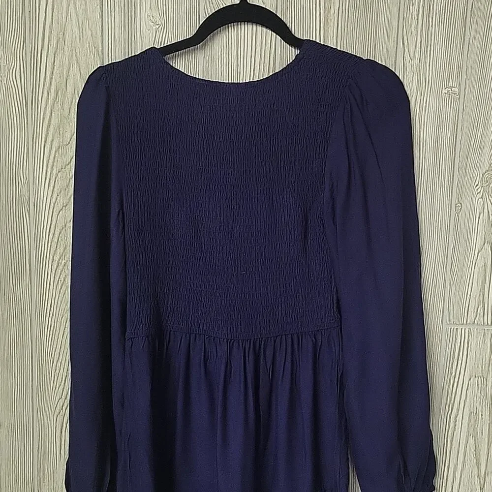 Zesica Navy Blue Long Sleeve Ruched Bodice Dress Womens Size Small NWT - Picture 7 of 12